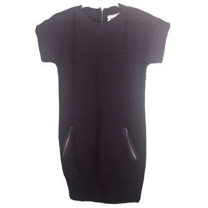 Admit One Women’s purple knit Sweater dress back zipper & Zip pockets Size Small